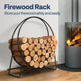thumbnail image 2 of SPECSTAR 32 Inches Firewood Log Rack Hoop with Cover, Heavy Duty Solid Steel Fire Wood Storage Rack and Cover Set with Zipper, Round Log Holder Ring for Indoor Outdoor Patio Deck Porch, 2 of 7