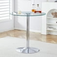 thumbnail image 2 of Holaki Round Glass Bar Height Table,35" Round Counter Height Table with Tempered Glass Table Top,Sturdy Silver Chrome Pole Support,Clear Round Pub Table for Small Space,Kitchen,Bistro 36"H, 2 of 20