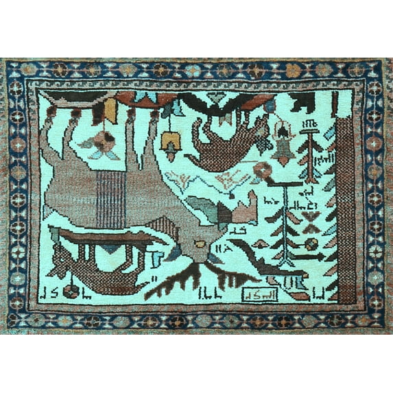Ahgly Company Indoor Rectangle Animal Light Blue Traditional Area Rugs, 6' x 9'