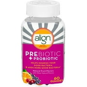 Align Prebiotic + Probiotic Supplement Gummies, Natural Fruit Flavors, 60 ea (Pack of 2)
