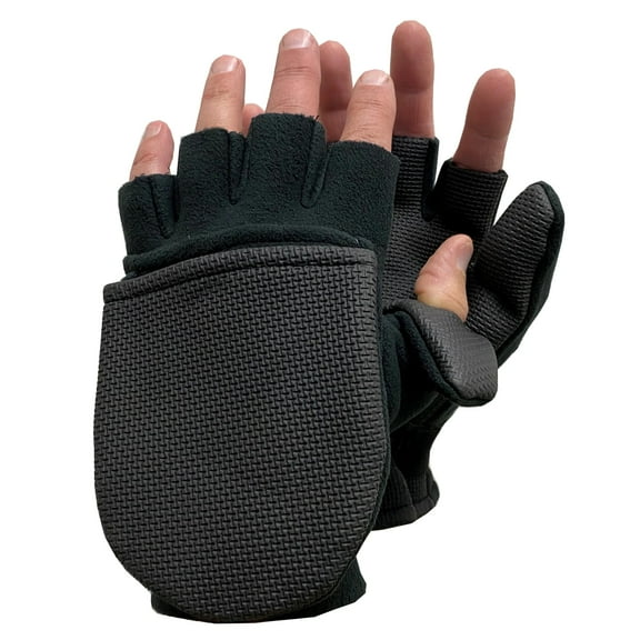 Glacier Outdoor Alaska River Series Flip Mitt Fingerless Windproof Non-Slip Fishing Gloves Black M
