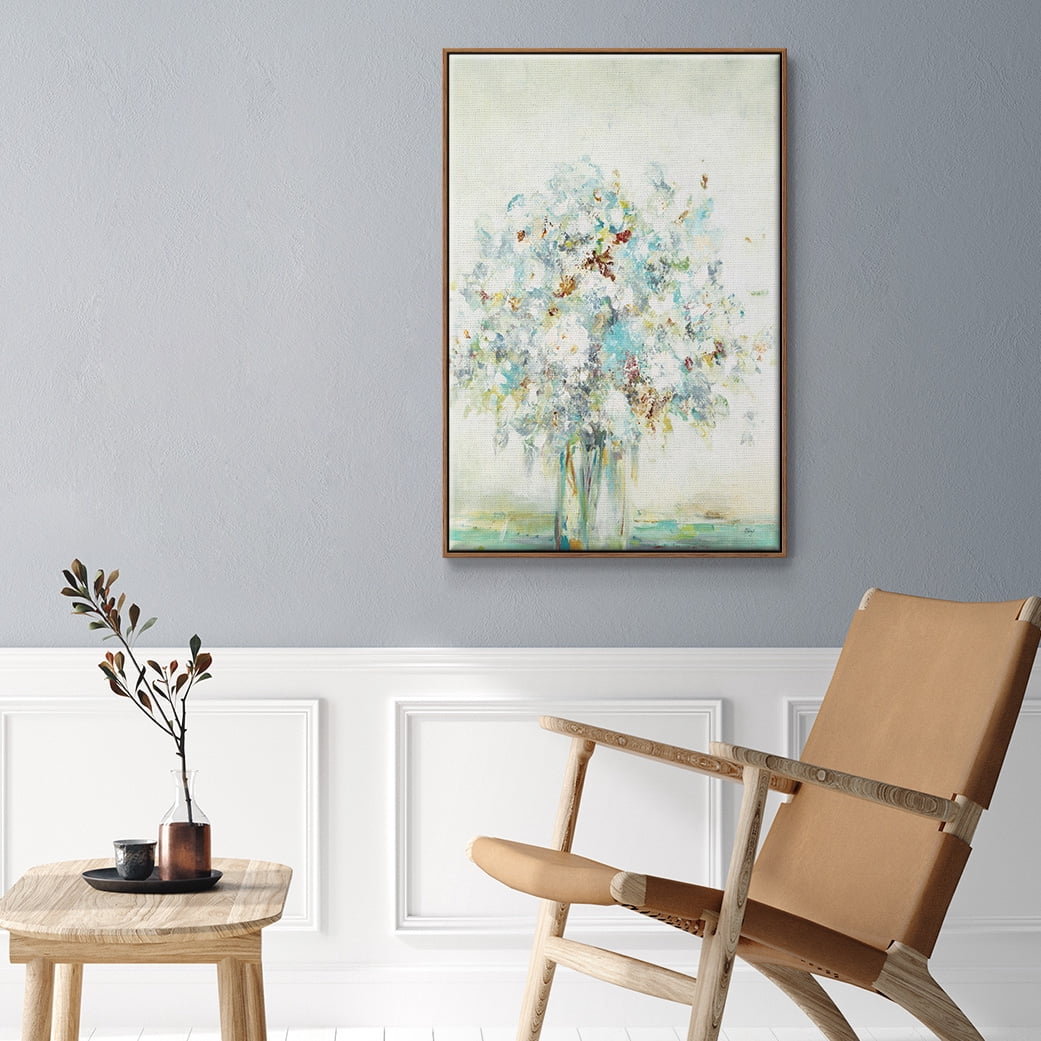 Te x tured Bouquet Framed Premium Gallery Wrapped Canvas - Ready to Hang - 27 x 41 - Walnut Floating Frame