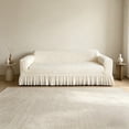 thumbnail image 6 of Stretch Textured Sofa Cover with Ruffled Skirt, 3-Seater Couch Slipcover for 75"-90" Sofa, Soft Seersucker Fabric Protector for Pets, Living Room Decor, Washable, 1PK, 6 of 6