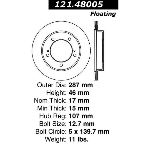 C-Tek Disc Brake Rotor 121.48005 Fits select: 1996-1997 GEO TRACKER, 1998 CHEVROLET TRACKER