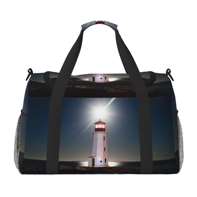 Easygdp Peggy's Cove Lighthouse Bolsa de Gimnasio, Bolsa de Viaje Duffel, Bolsa de Fin de Semana con Compartimentos, Bolsa de Mano para Noche