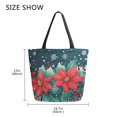 thumbnail image 5 of FORMRS Womens Canvas Tote Bag with Zipper Inner Pocket Shoulder Handbag, Christmas Poinsettia, 5 of 7