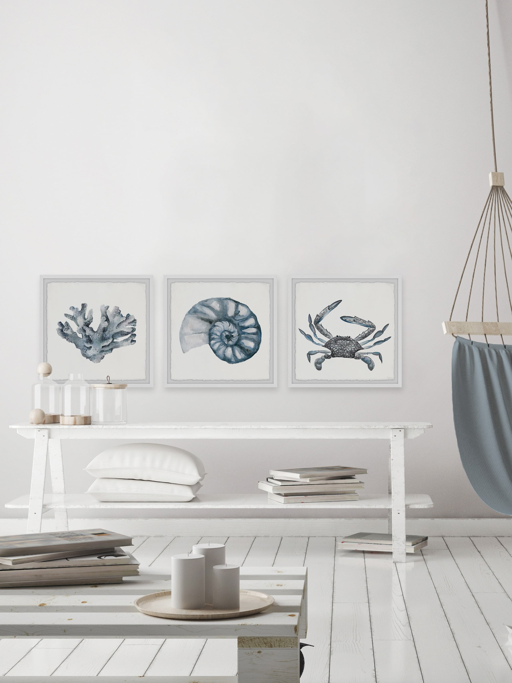 Parvez Taj Bluish-Gray Sea Triptych