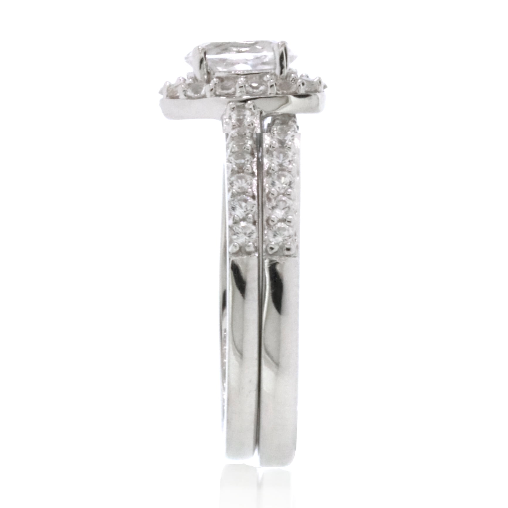 Brilliance 925 Sterling Silver Created White Sapphire Oval Bridal Engagement Set