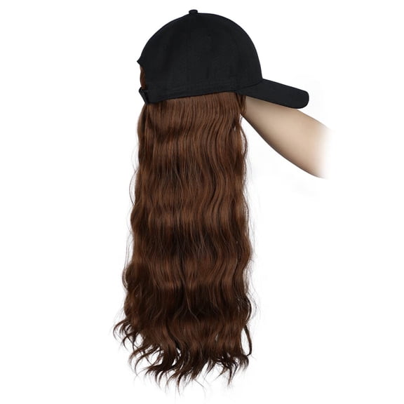 Hat Wig Long Water Wave Baseball Cap with Hair Hat with Hair Wig Hat Synthetic Hat Wig Adjustable Hat Wig Light Brown Wig Hat Long Wig Party Daily USE（Light Brown）