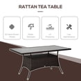 thumbnail image 3 of Garden Dining Table, Patio Rattan Dining Table with Glass Top, Storage Shelf for Yard, 59" x 34" x 29", Brown, 3 of 7