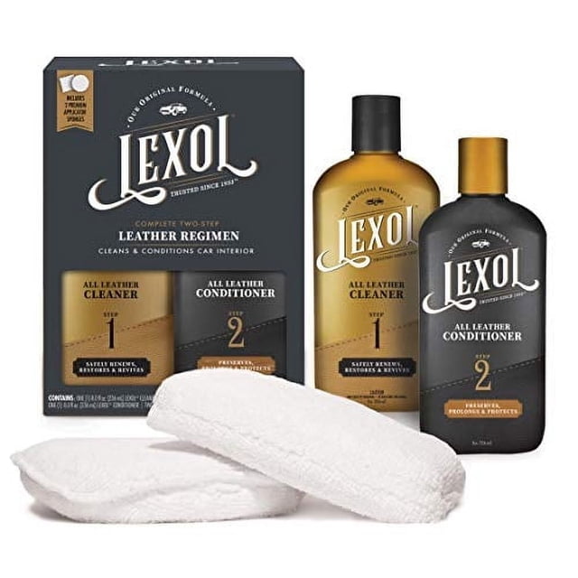 Kit de cuidado de cuero Lexol, acondicionador y limpiador para cuero, 236 ml