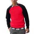 thumbnail image 2 of Momasggi Men's Crewneck Sweatshirt Fashion Color Block Raglan Sweatshirts Soft Lightweight Long Sleeve Pullover Fall Winter Fleece Tops Wine L, 2 of 4