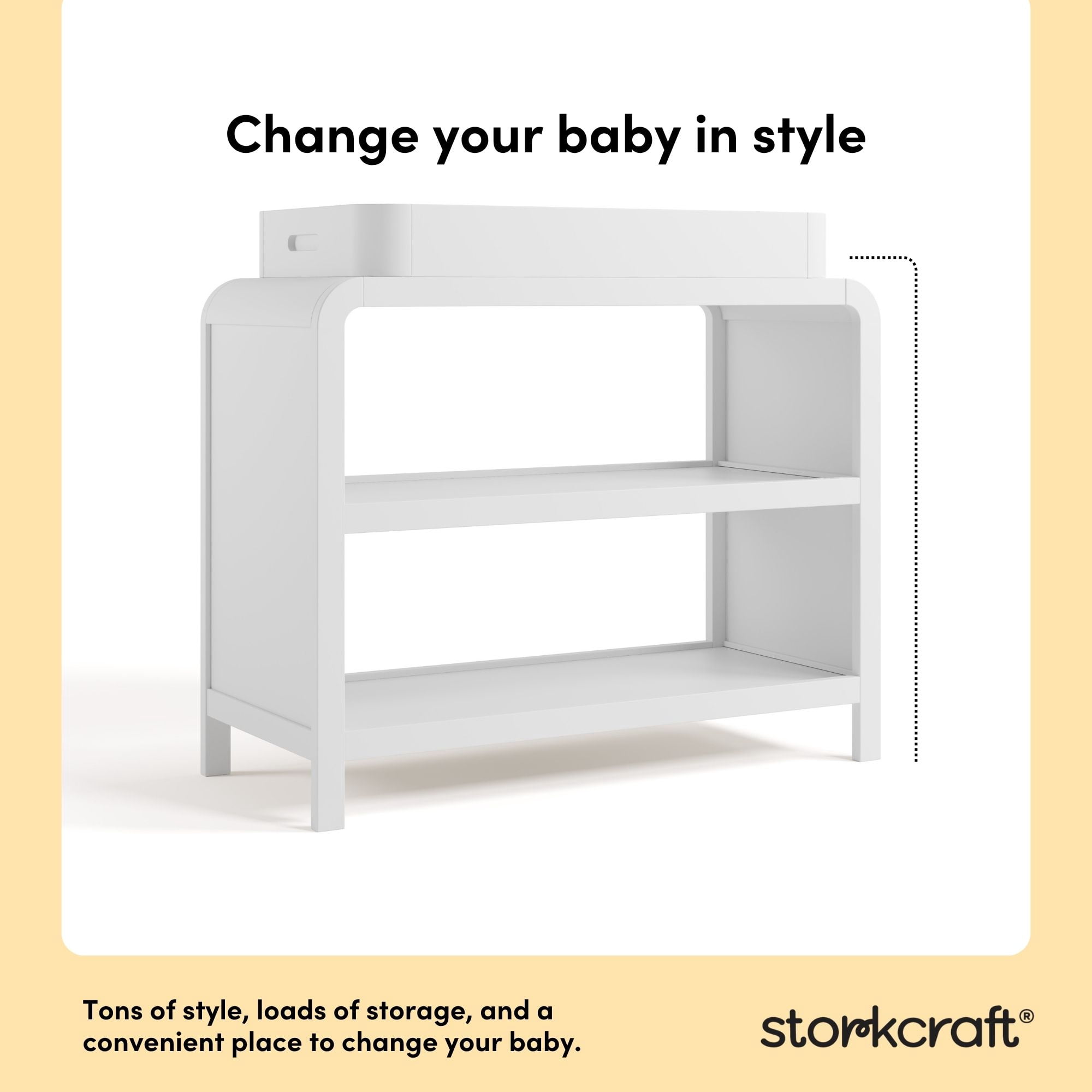 Storkcraft Santos Changing Table with Removable Infant Changing Table Topper, White