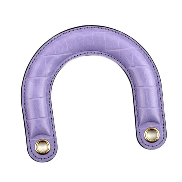 Asa para bolso, asa para bolso, cuero PU para bricolaje, pieza de repuesto en forma de U, bolso hecho a mano para bolsos, asa para bolso con asa de PU Púrpura
