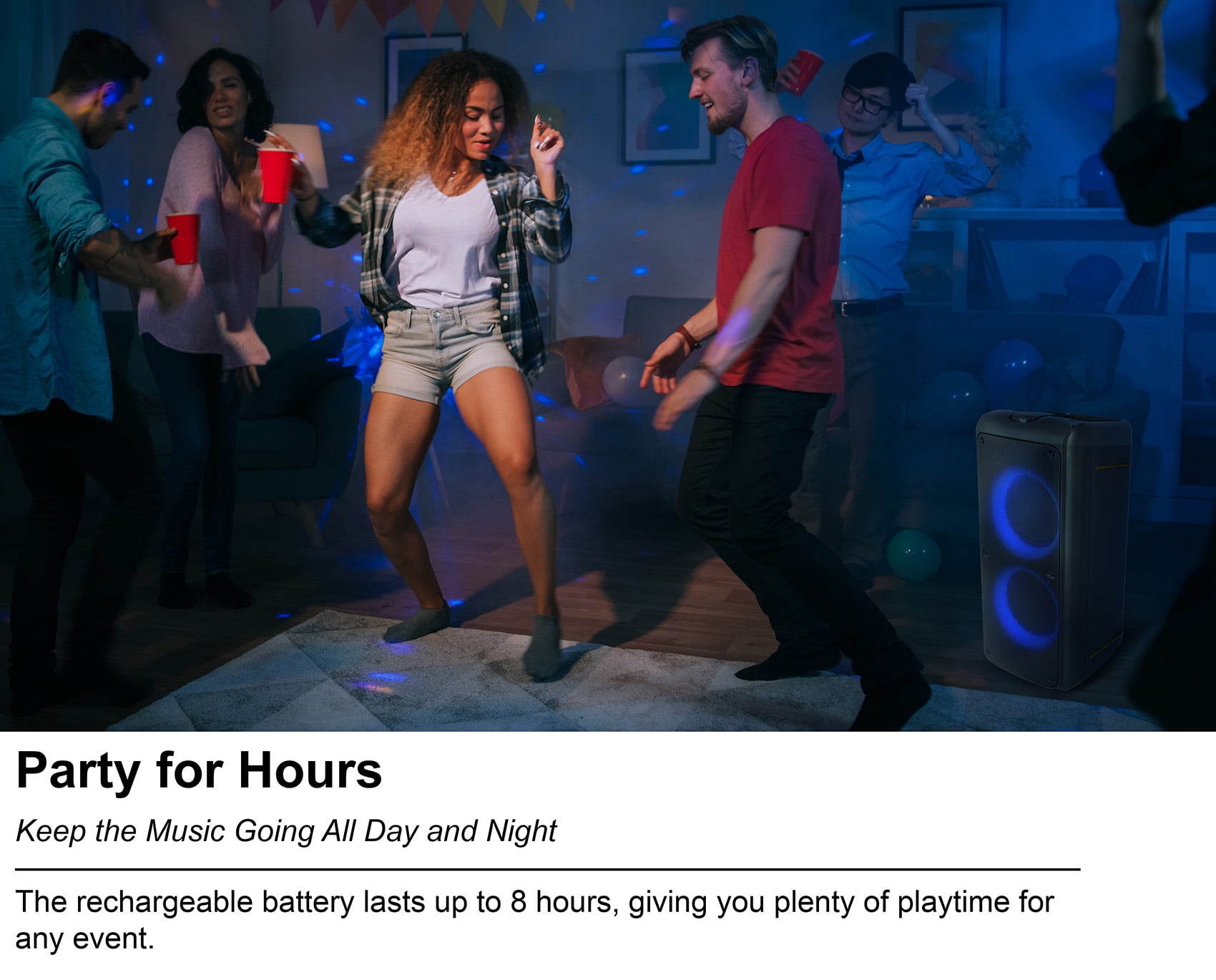 Rockville Rock Party 9 Dual 8" Portable Bluetooth Speaker, 1000W, LED, Karaoke