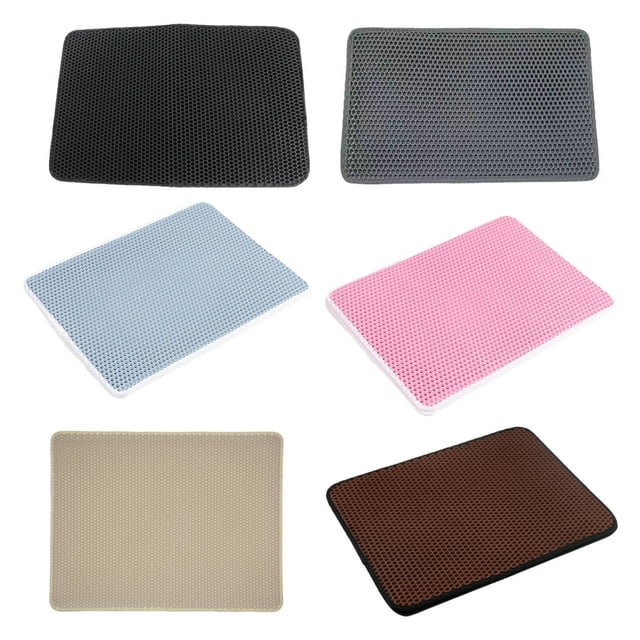 Ruiboury Cute Practical Cat Accessories Safe And Non-Toxic Easy To Clean Comfortable And Soft ABS Cat Litter Mat Litter Box Mat Grey 30*30cm 1Set