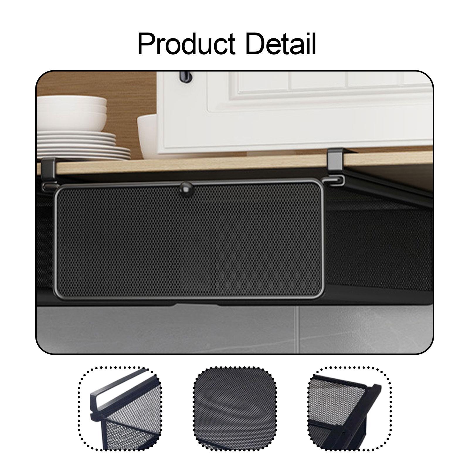 Kuntesetty Hanging Pullout Drawer Basket Slide in Basket Organizer for Home Pantry Dorm black Widen