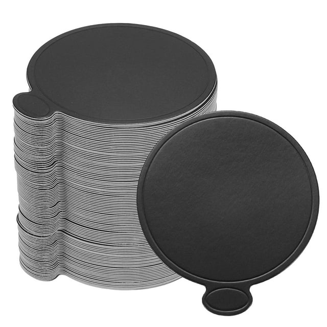 Uxcell 100 Pcs Mini Planches à Gâteau, Cartons à Mousse Ronds pour Bases de Gâteau (Noir)