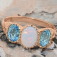 thumbnail image 5 of LBG British Made 10k Rose Gold Ring with Natural Opal & Blue Topaz Womens Anniversary Ring - 33 size options - Size 4, 5 of 7
