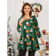 thumbnail image 6 of Attraco Womens Plus Size Tunic Tops Christmas Santa Print Plaid Blouse Shirt, 6 of 8