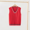 thumbnail image 2 of Coerni Girls Boys Preppy School Uniform Sweater Vest V Neck Knit Waistcoat Teen School Vest Warm Sleeveless Pullover Waistcoat, 2 of 8