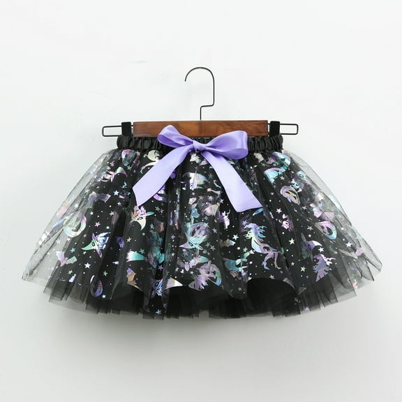 Nrmvnmi Halloween New Bubble Skirt For Toddler Girls Cute pumpkin Print Puffy Skirt Toddler Bowtie Tulle Dress Skirt Soft For Baby Ballet Skirts Princess Dress Outfit For Halloween Party