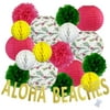 Just Artifacts Decorative 30pcs Aloha Beaches Summer Party Paper Lanterns Assorted Sizes & Colors (Color: Flamingo Palm)