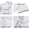 thumbnail image 5 of COOFANDY Mens Quarter Zip Polo T Shirt Vintage Striped Lightweight Knitting Golf Workout Classic fit, 5 of 6