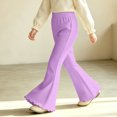 thumbnail image 2 of Xyant Girls Ribbed Knit Flare Leggings Elastic High Waist Bell Bottoms Bootcut Kids Stretchy Spring Fall Uniform Pants,Size 7-8 Years, 2 of 8