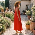 thumbnail image 3 of DARING DIVA Women's Maxi Tent Dress with Asymmetric Neck Balloon Sleeves XS Red, 3 of 4