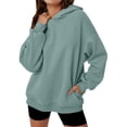 thumbnail image 3 of Womens Oversized Hoodies Comfy Sweatshirts Fall Fashion Outfits Casual Tops Fleece Clothes Light Green XL, 3 of 7