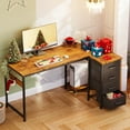 thumbnail image 4 of 48 inch Computer Desk with 4 Fabric Drawers — Home Office Desks with Storage, Writing Desk with Side Hook, Desk Study/Work Table for Bedroom and Small Space, Vintage, 4 of 9