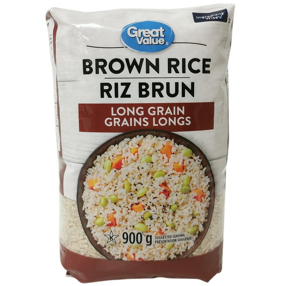Great Value Long Grain Brown Rice, 900 g