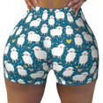 thumbnail image 2 of Haiem Cute Sheep And Hearts No Front Seam Biker Shorts for Women Yoga Workout Gym Bike Shorts with Tummy Control Moisture-Wicking-Medium, 2 of 9