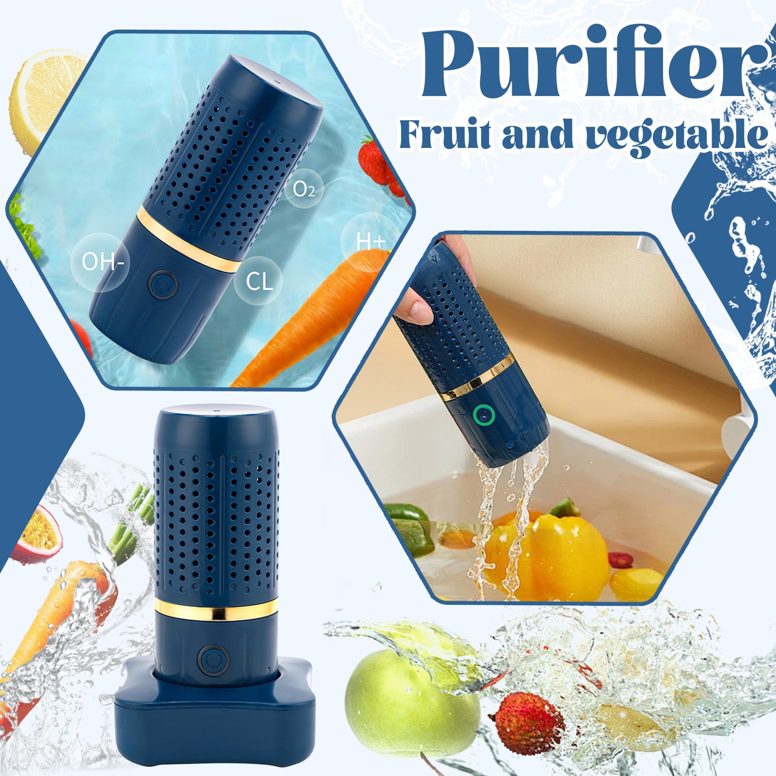 Portable Dishwasher & Wireless Cleaning Machine For Tableware, Vegetables, Meat & More, 99% Harmful Residue Removal, 10-Minute Quick Clean, Ipx7 Waterproof, No Detergent For