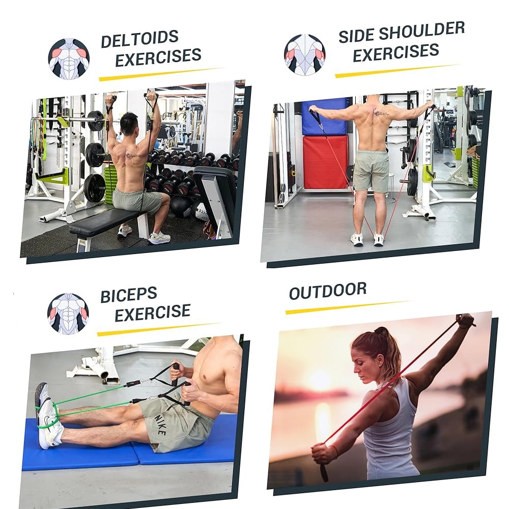 5PCs Resistance Bands Set 10 30 40 50 Lbs Exercise Bands With Handles Door Anchor Ankle Strap Carrying Bag For Home Gym Workout Strength Training Men Women Fitness Equipment Natural Latex