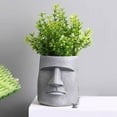 thumbnail image 4 of ToyKingdee Easter Island Moai Head Planter Pot, Human Face Flower Pot for Desktop Home Decor, Cool Moai Figurines Pen and Brush Holder, 4 of 6