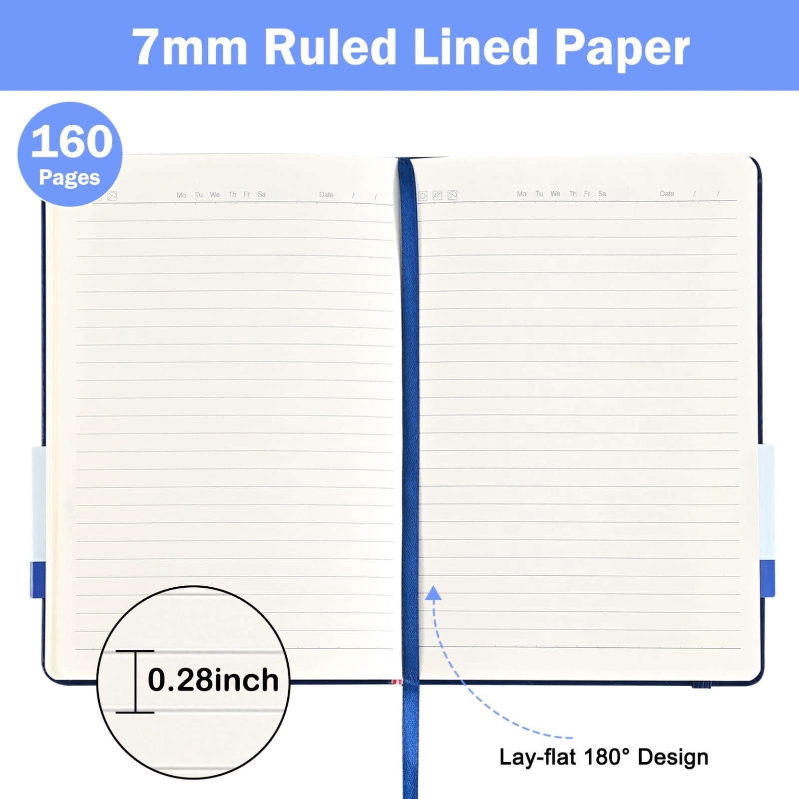 Lined Journal Notebooks  4 Pack 160 Pages 5.5x 8.2-inch Journals For Women Men Hardcover Notebook With 100 Gsm Thick Paper A5 Size College Ruled Writing/travel/work (assorted Color-4 Pack)