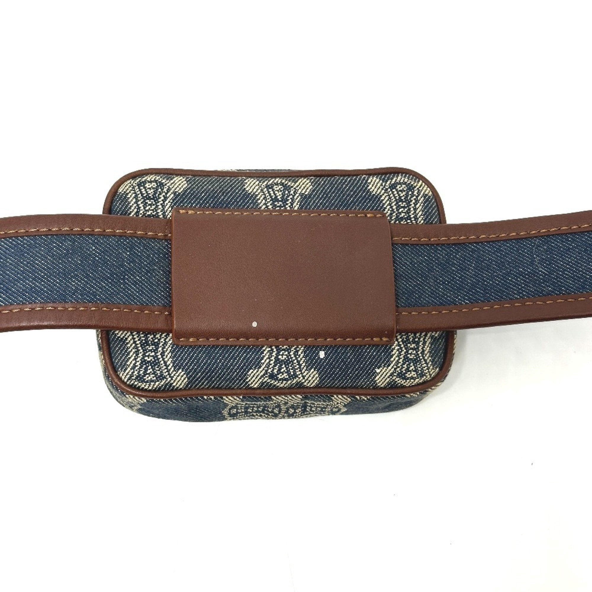 Pre-Owned CELINE Macadam Denim Pouch Belt Bag Waist Women