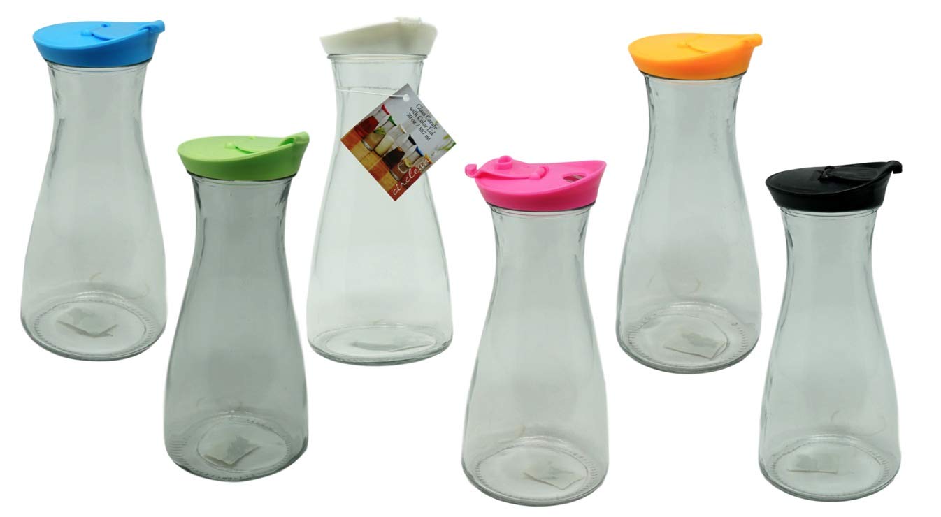 Pitcher Carafes with Lids 30 oz (6 Pack) Lid Colors Vary Beverages