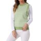 thumbnail image 4 of Suéter sin mangas de cuello redondo de mujer INSPIRE CHIC, de punto, con estampado de pata de gallo, color verde S, 4 of 5