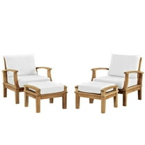 Modway Marina 4 Piece Outdoor Patio Teak Set in Natural White