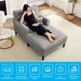 thumbnail image 2 of BALUS Chaise Lounge Chair Indoor, Oversized Velvet Sleeper Chair With Comfy Backrest Pillow, Modern Living Room Sofa Chair, Light Grey, 2 of 8