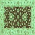 thumbnail image 1 of Ahgly Company Machine Washable Indoor Square Oriental Turquoise Blue Traditional Area Rugs, 7' Square, 1 of 4
