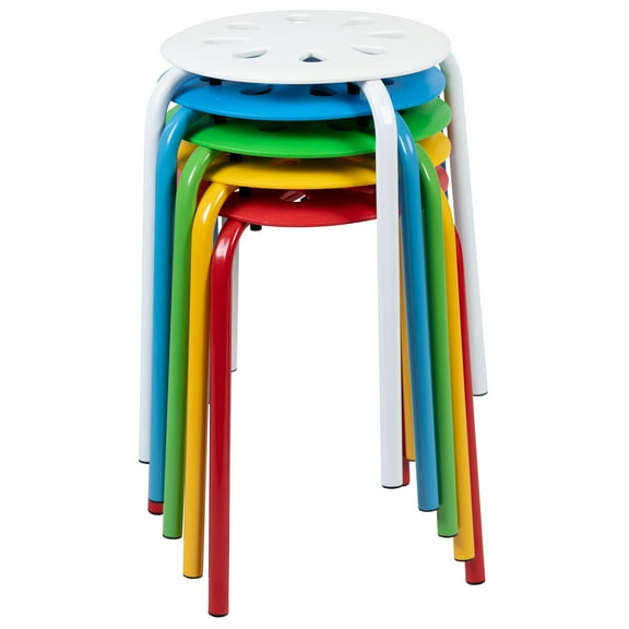 Flash Furniture Plastic Nesting Stack Stools, 17.5"Height, Assorted Colors (5 Pack)