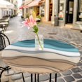 thumbnail image 6 of Teal Brown Ombre Round Tablecloth for 36-44 Inch Tables, Fitted Table Cover with Elastic Edge, Modern Abstract Moire Aesthetics Waterproof Outdoor Table Cloth Protector for Patio Garden Dinner Picnic, 6 of 9