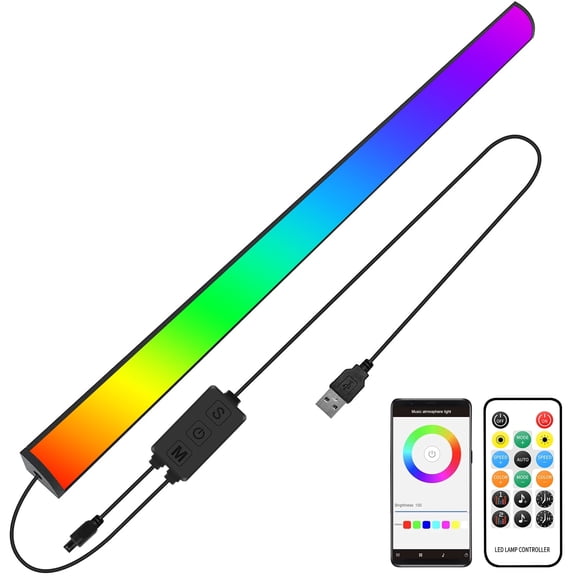 Melofo 30cm USB RGB Light Bar Single Gaming Monitor Backlight Bluetooth App & Remote