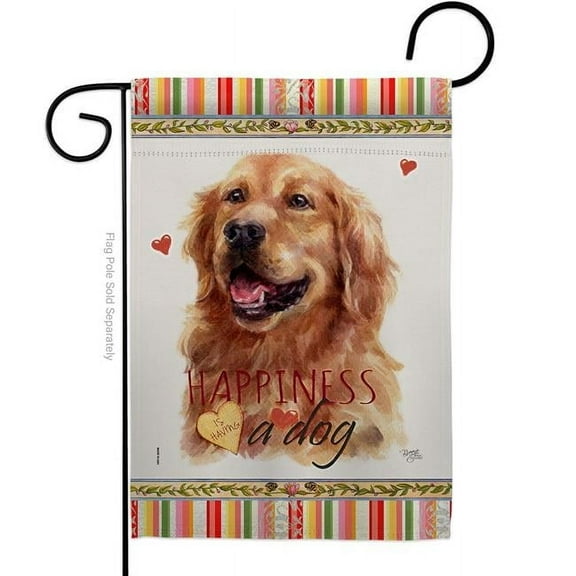 Breeze Decor G160255-BO Dark Golden Retriever Happiness Animals Dog 13 x 18.5 in. Double-Sided Decorative Vertical Garden Flags for House Decoration Banner Yard Gift