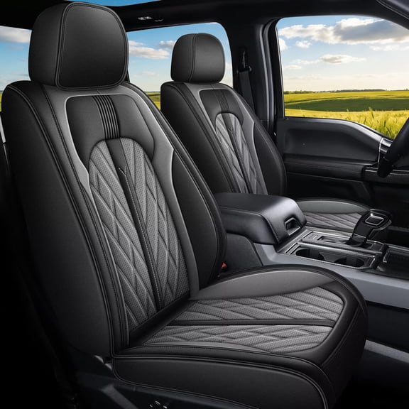 Seat Covers Full Set Custom Fit for 2019-2026 Chevy Silverado GMC Sierra 1500 2500HD 3500HD Seat Covers for Cars Leather Waterproof Truck Seat Protector