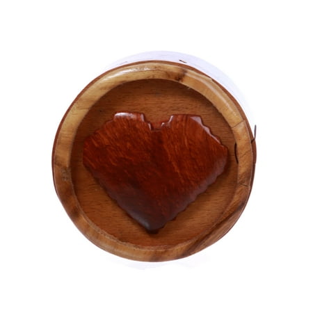 Handcrafted Wooden Round Heart/Love Shape Secret Jewelry Puzzle Box - Heart